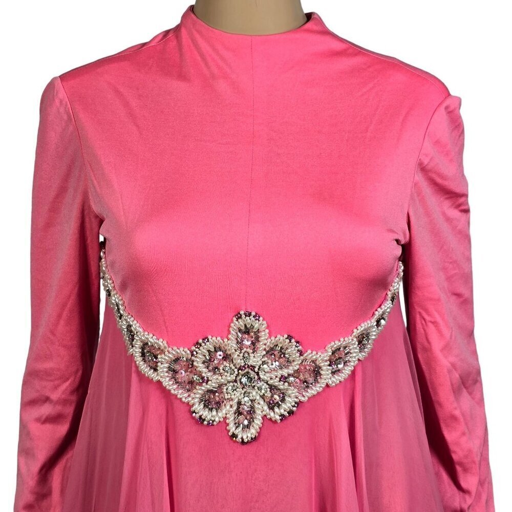 Victoria Royal Ltd Vintage Pink Sequin and Beaded Dress, Women's XS - Distressed